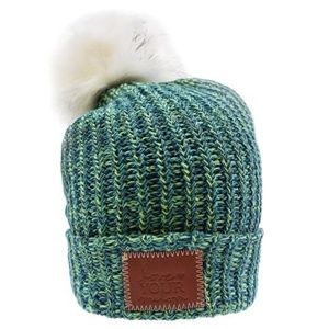 Love your melon Green White pom Beanie